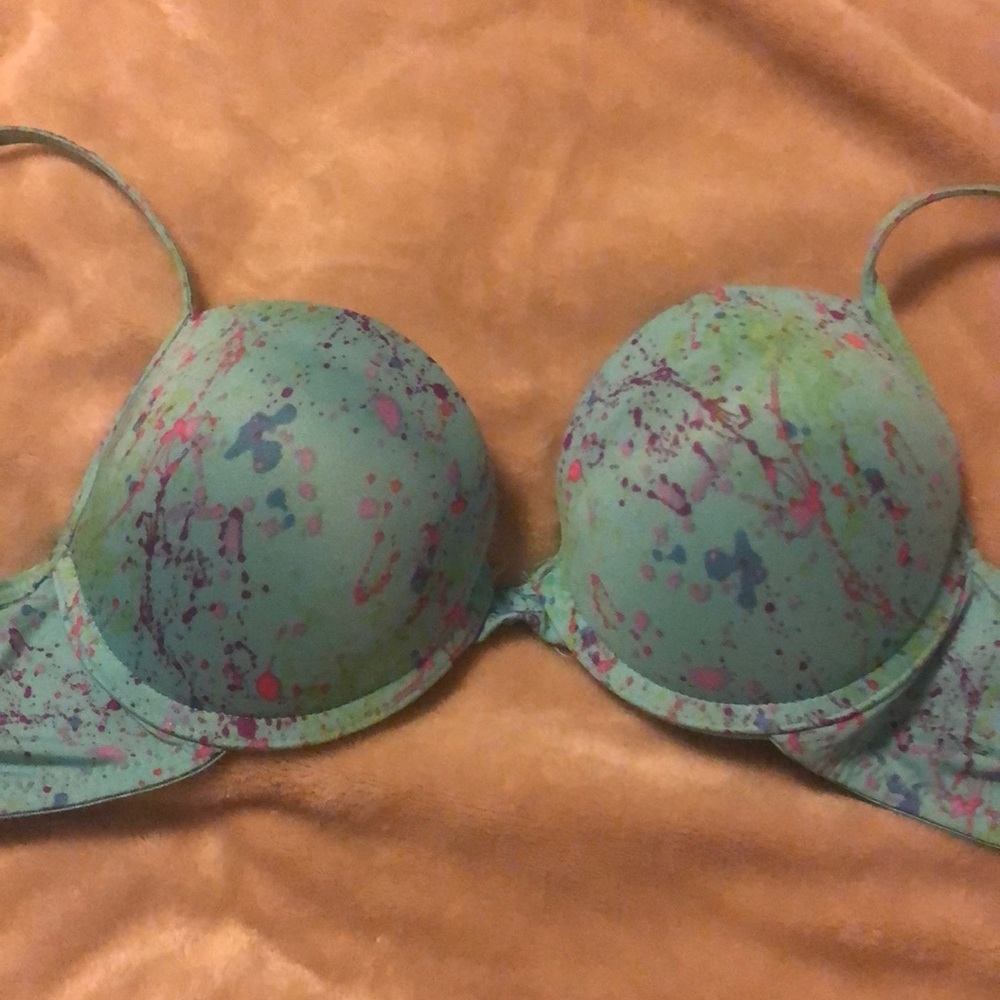 Fun teal splash bra 36B